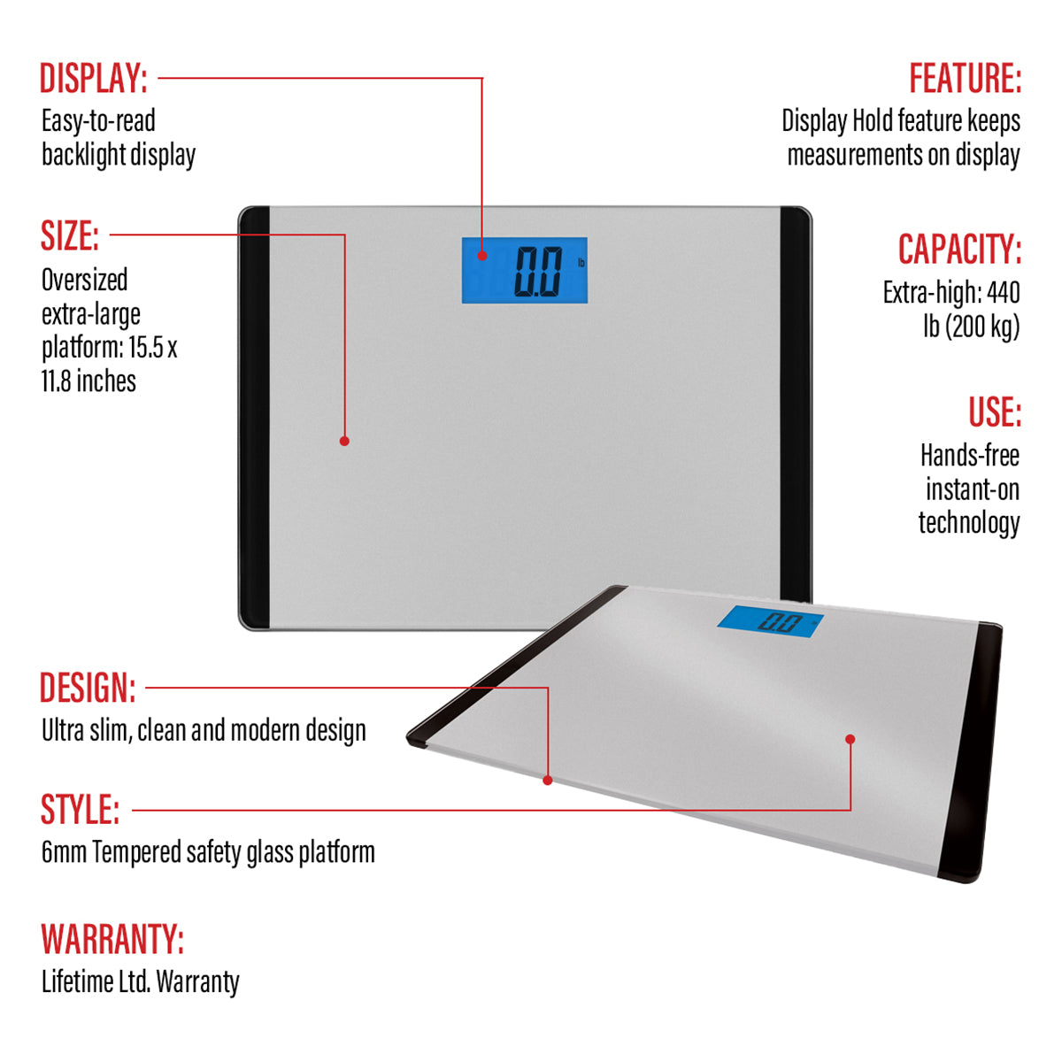 Wide Body Glass Bathroom Scale