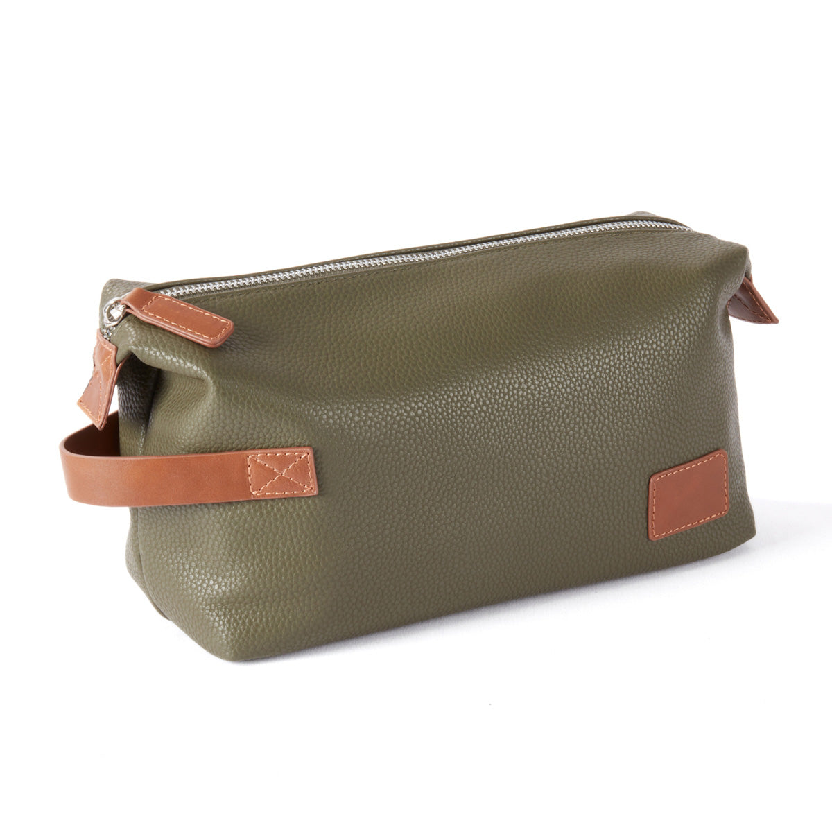 Leather Toiletry Bag with Brown Accents