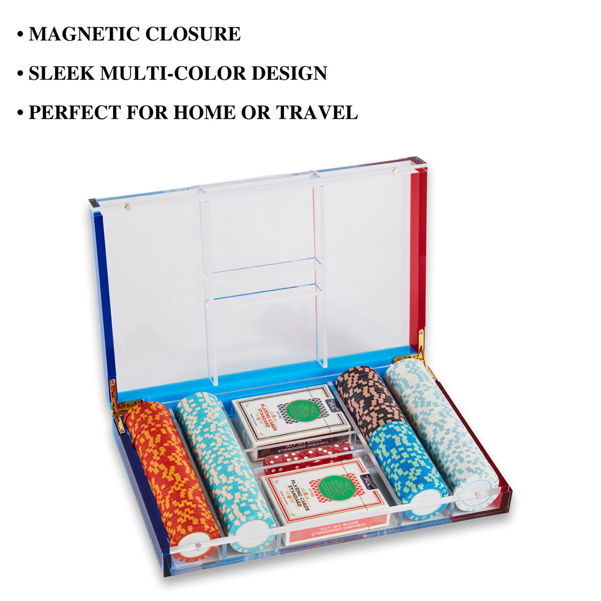 Acrylic Poker set with 200 Casino Grade Chips