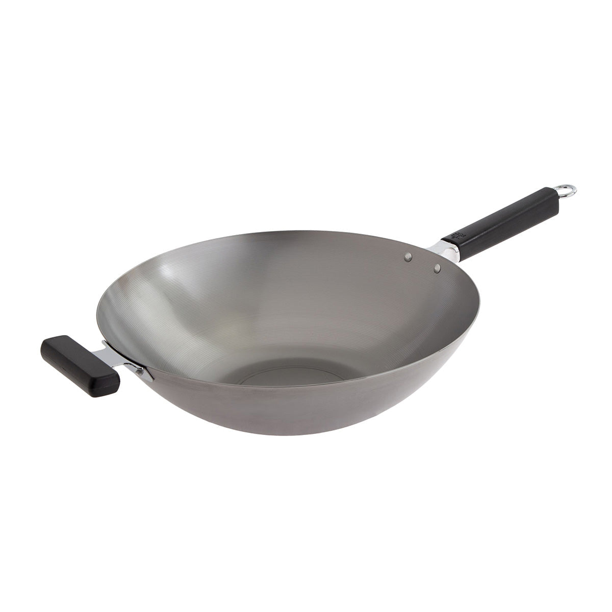 Professional 14-inch Carbon Steel Flat Bottom Wok