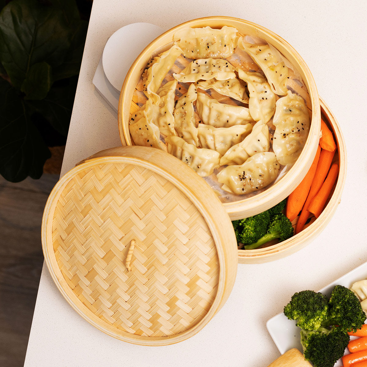 12'' 2-Tier Bamboo Steamer Baskets