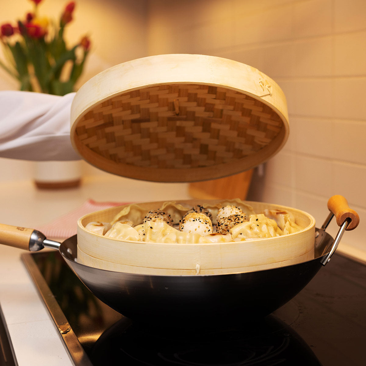 12'' 2-Tier Bamboo Steamer Baskets