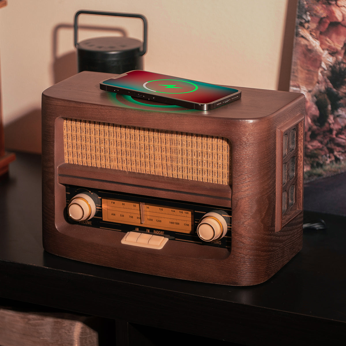Vintage Bluetooth Radio and Wireless Charger