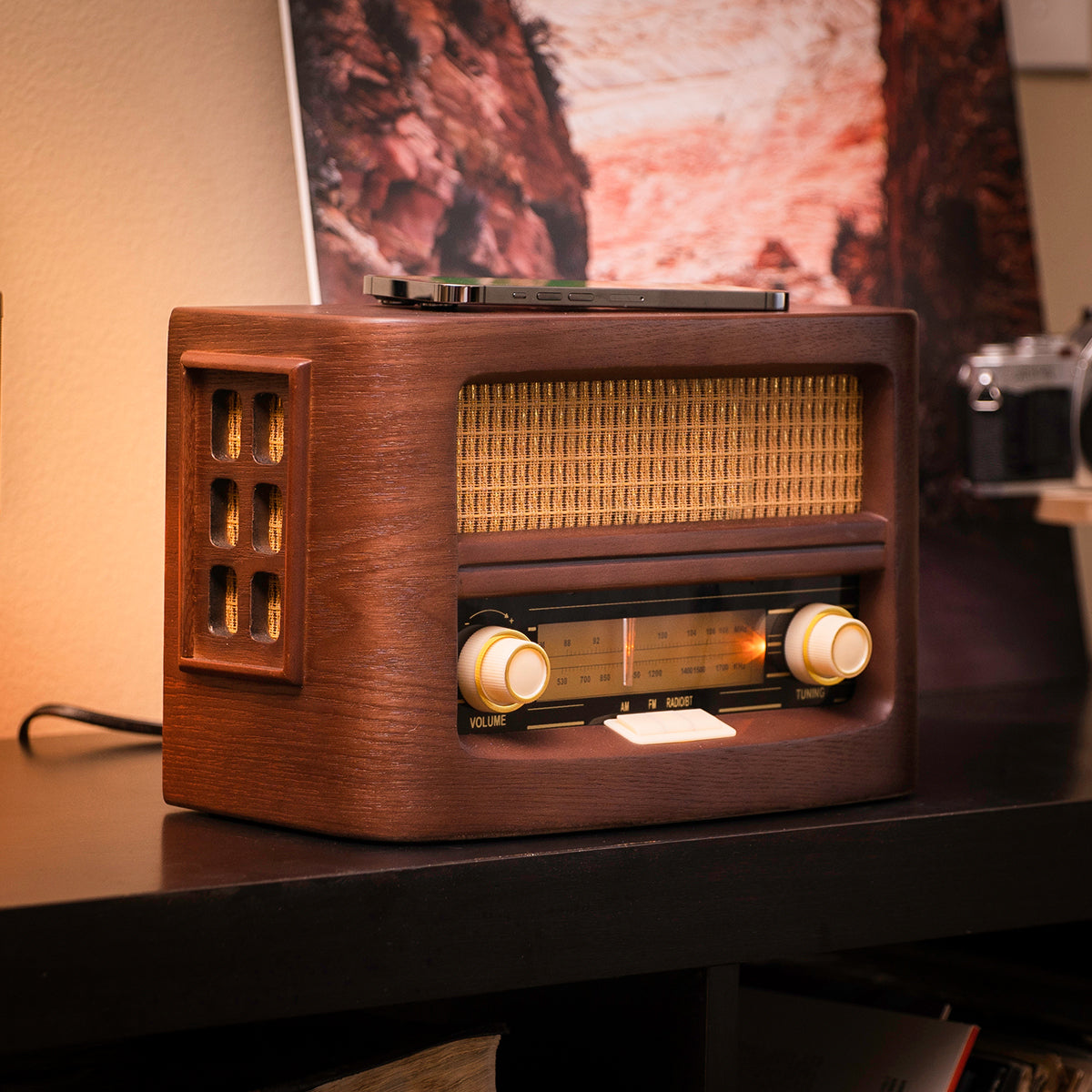 Vintage Bluetooth Radio and Wireless Charger
