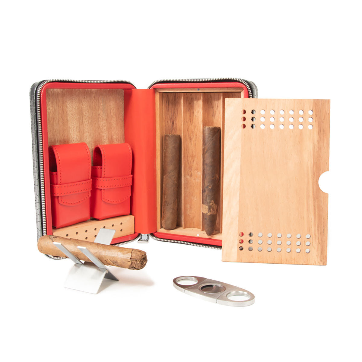 Brouk & Co Devon Croc Cigar Travel Case