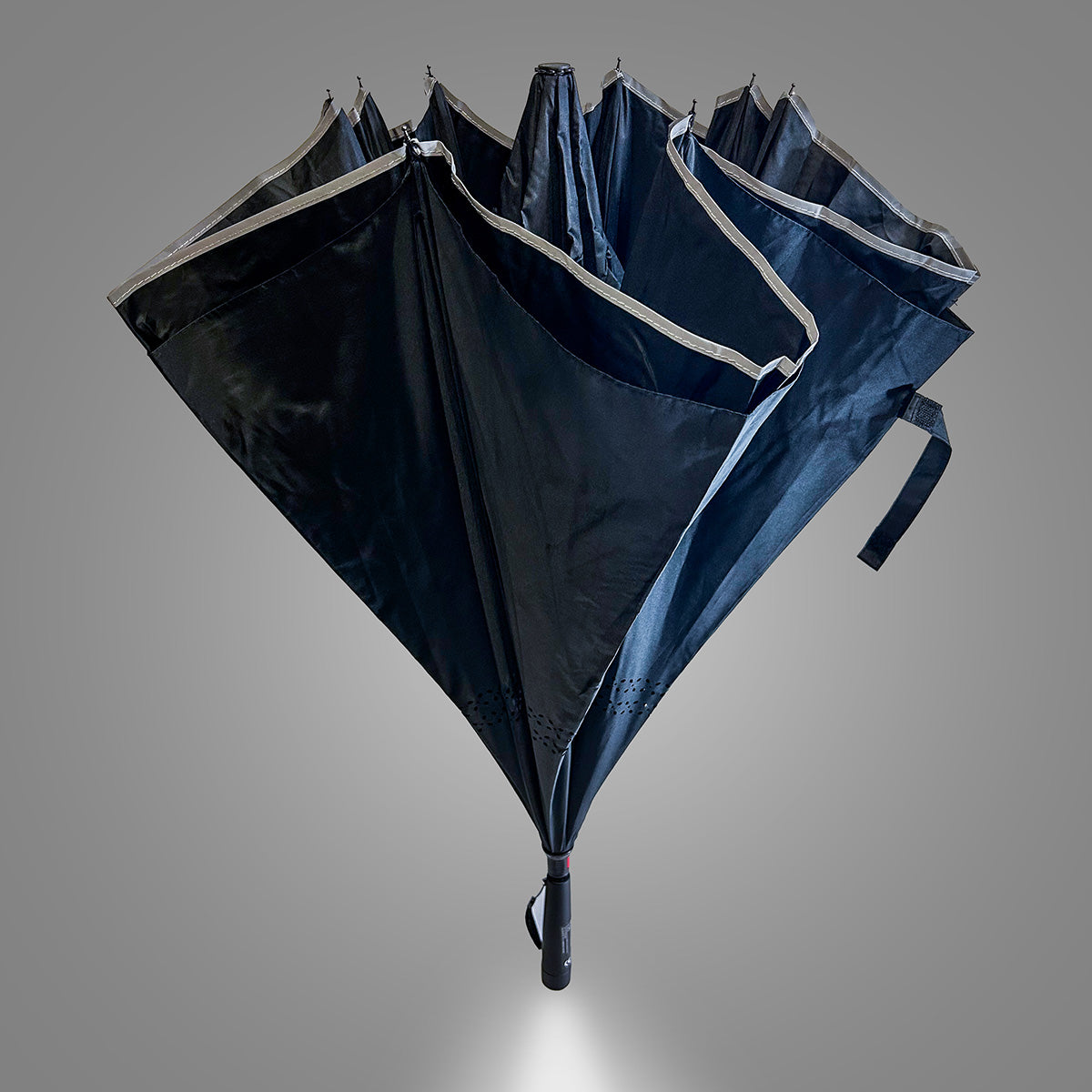 Reverse Folding Windproof Umbrella with Flashlight