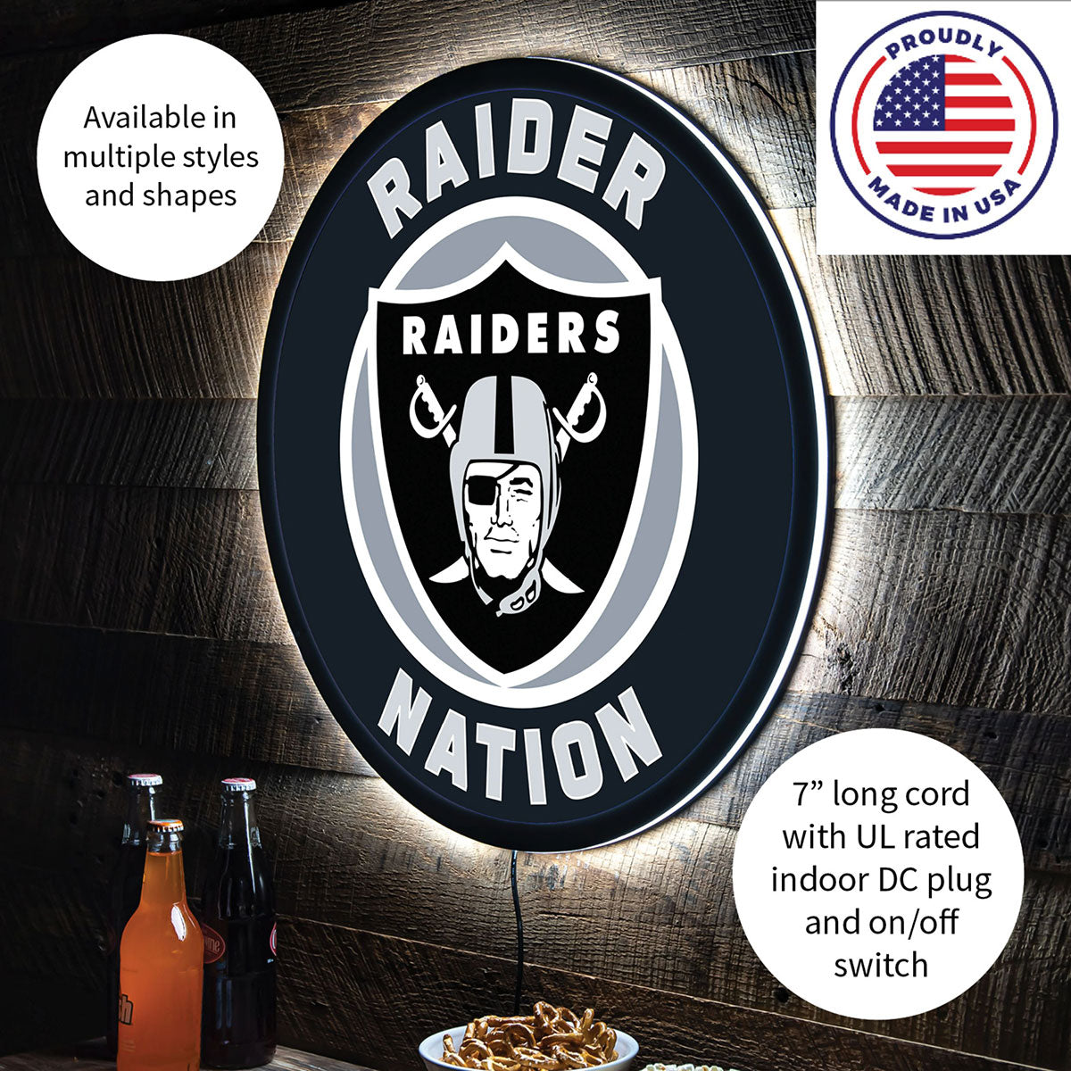 NFL Backlit Full Edge Round Wall Sign