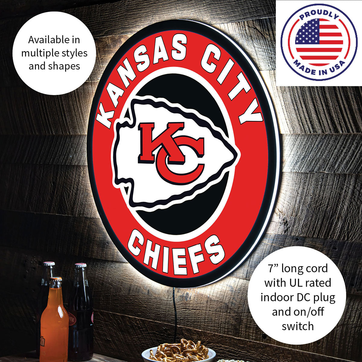 NFL Backlit Full Edge Round Wall Sign