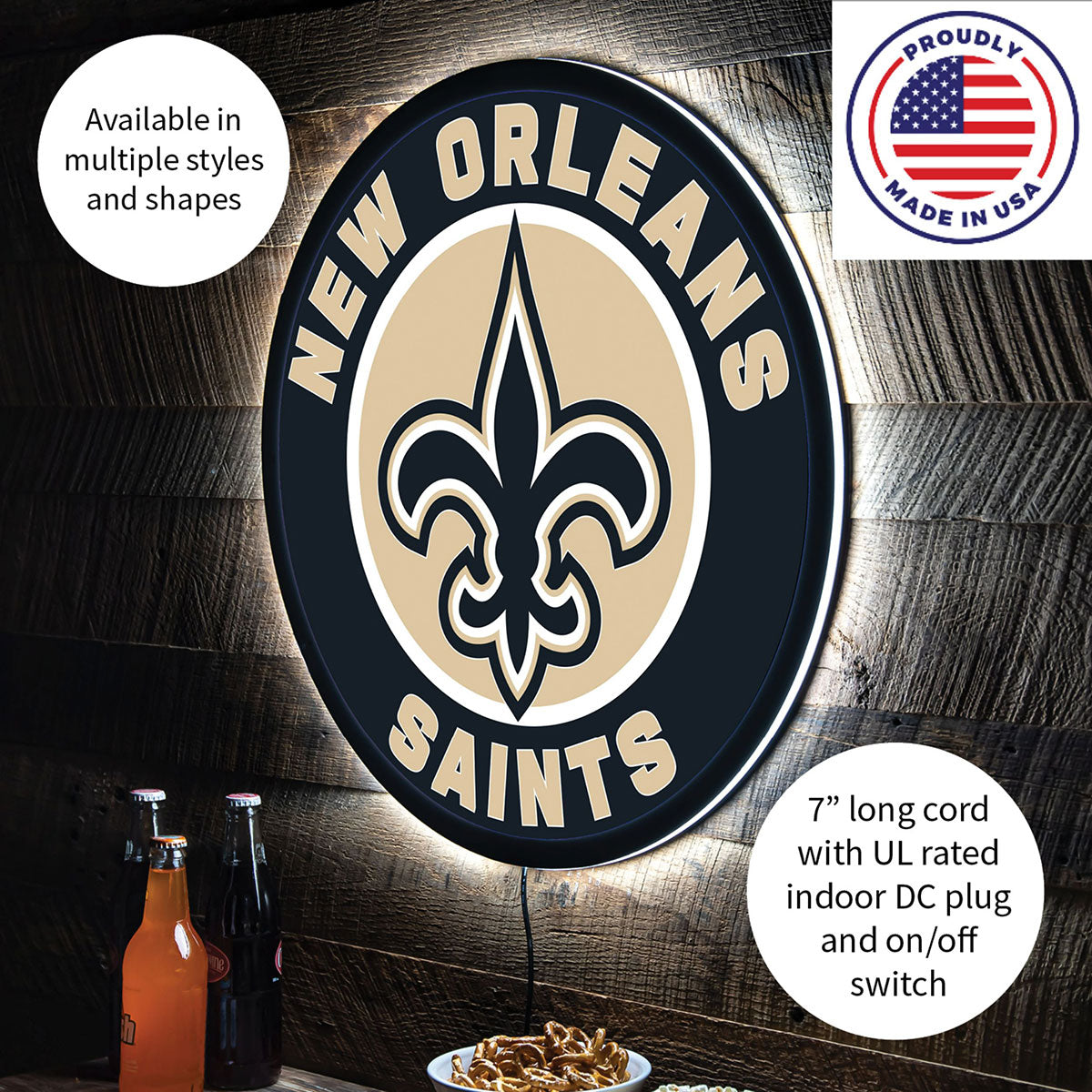 NFL Backlit Full Edge Round Wall Sign