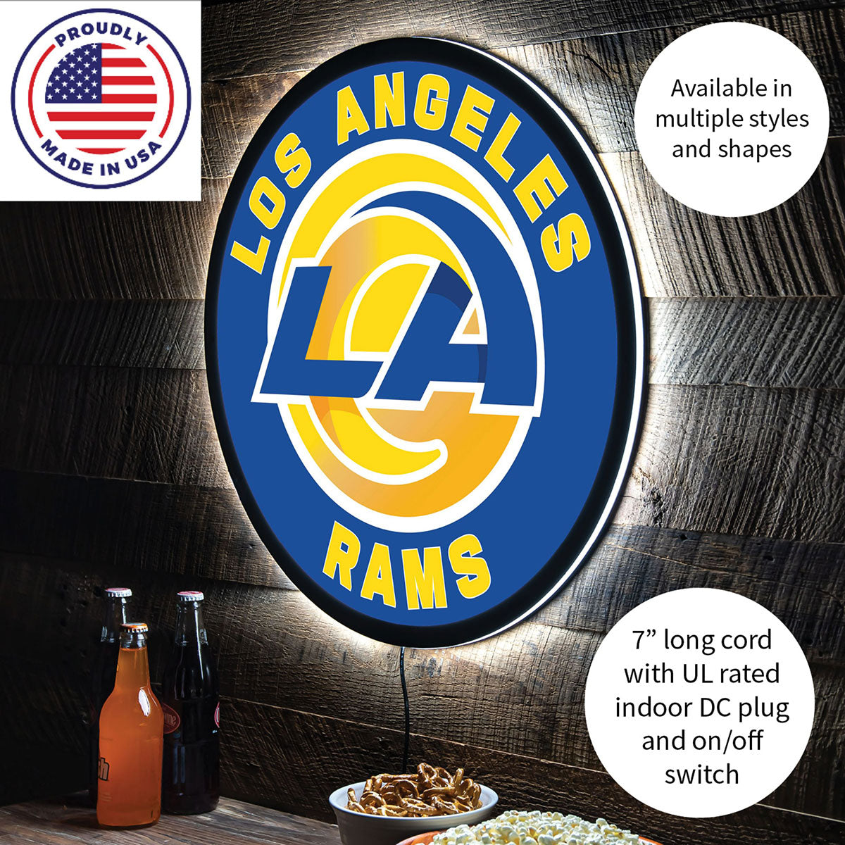 NFL Backlit Full Edge Round Wall Sign