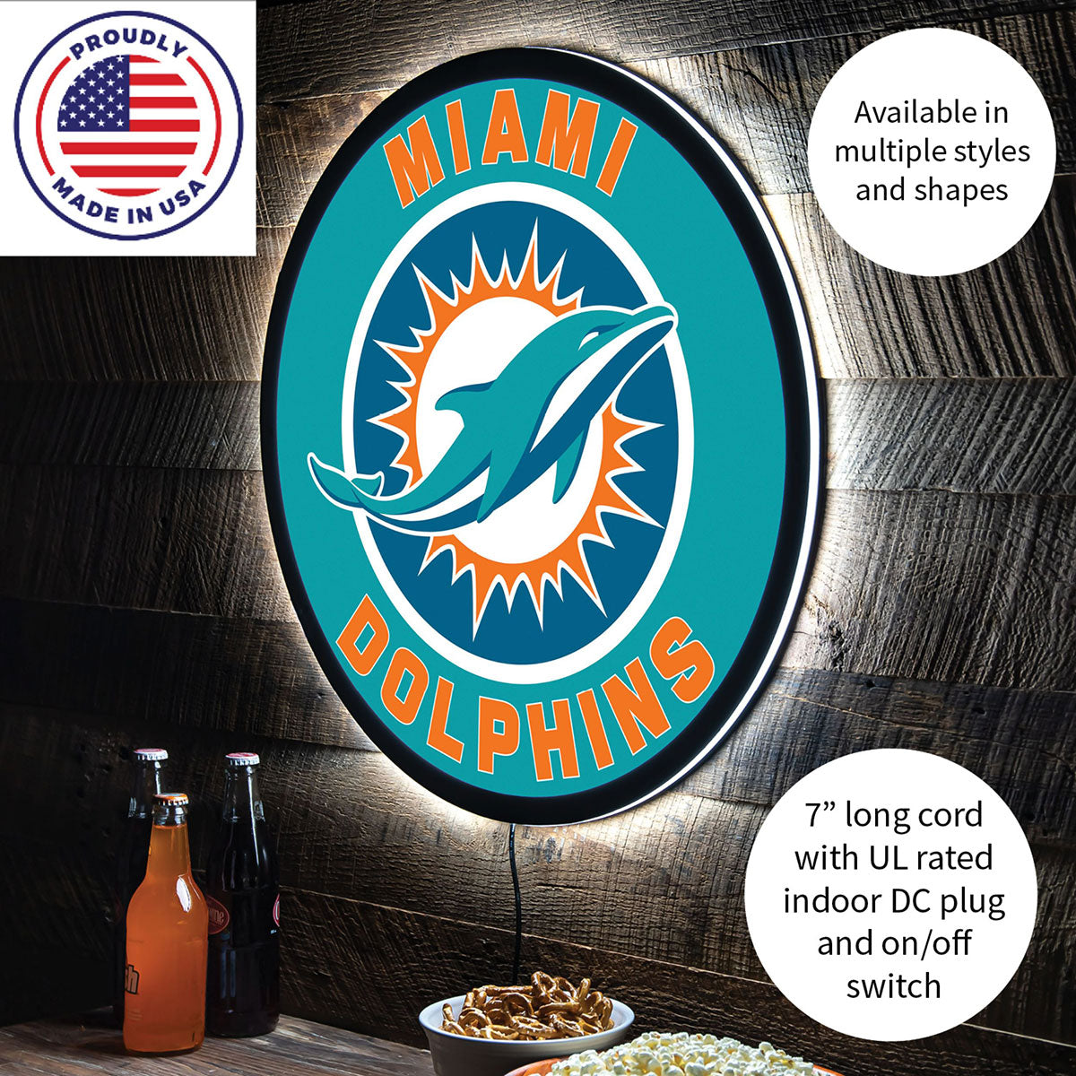 NFL Backlit Full Edge Round Wall Sign