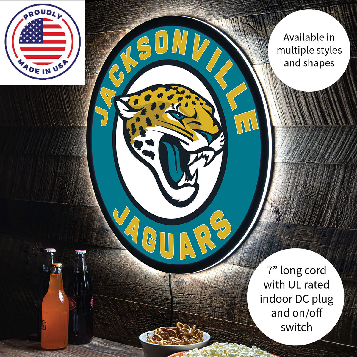 NFL Backlit Full Edge Round Wall Sign