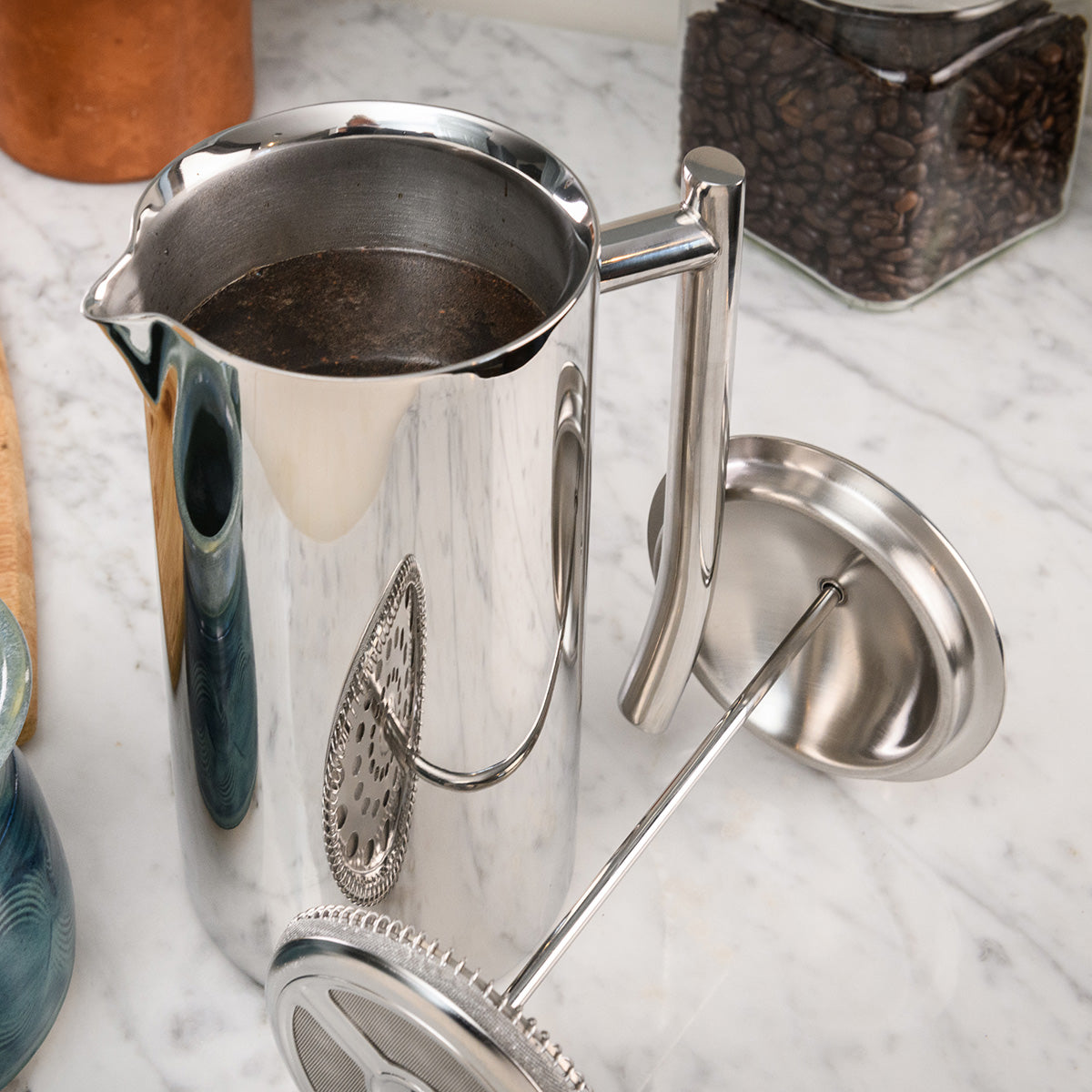 Double Walled Polished Stainless Steel French Press