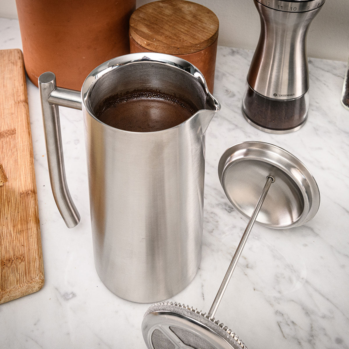 Double Walled Brushed Stainless Steel French Press