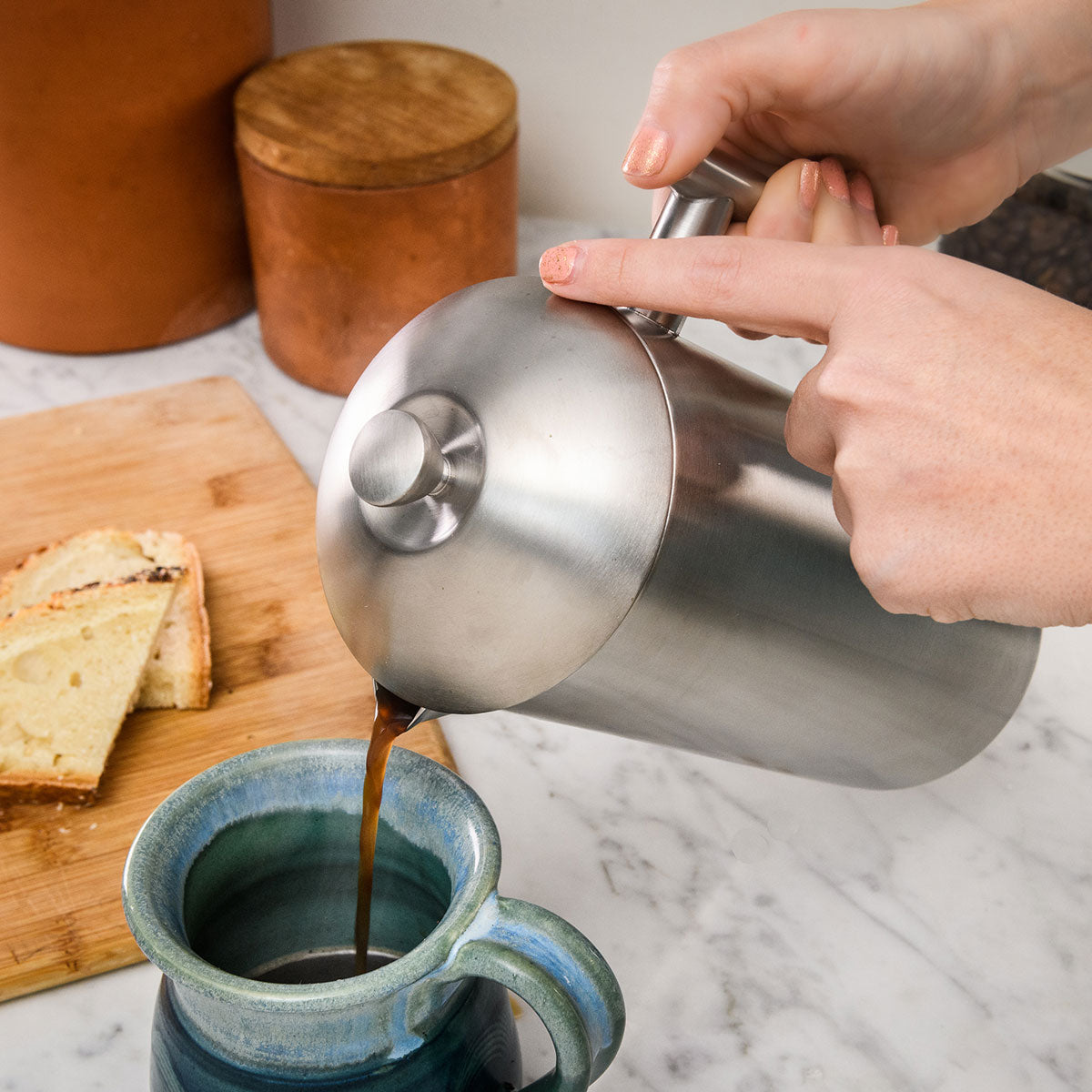 Double Walled Brushed Stainless Steel French Press