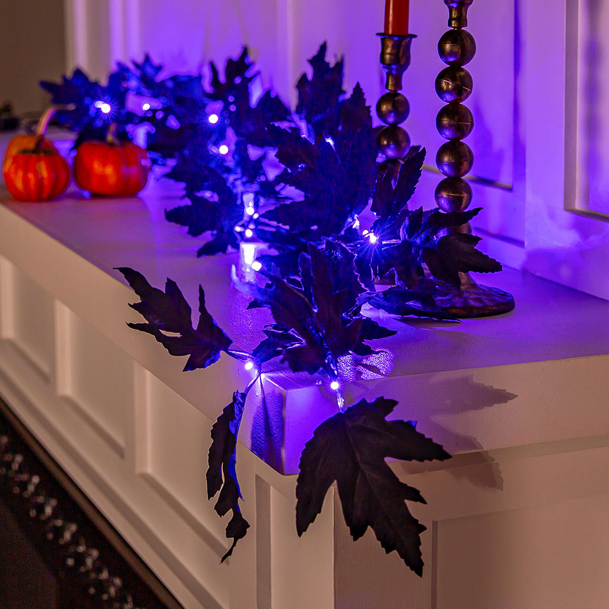 LED Black Maple Garland