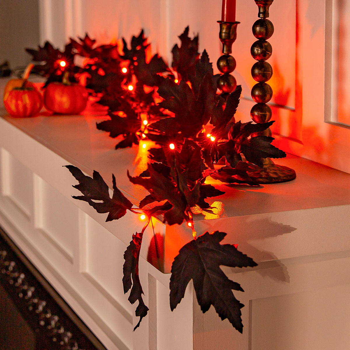 LED Black Maple Garland