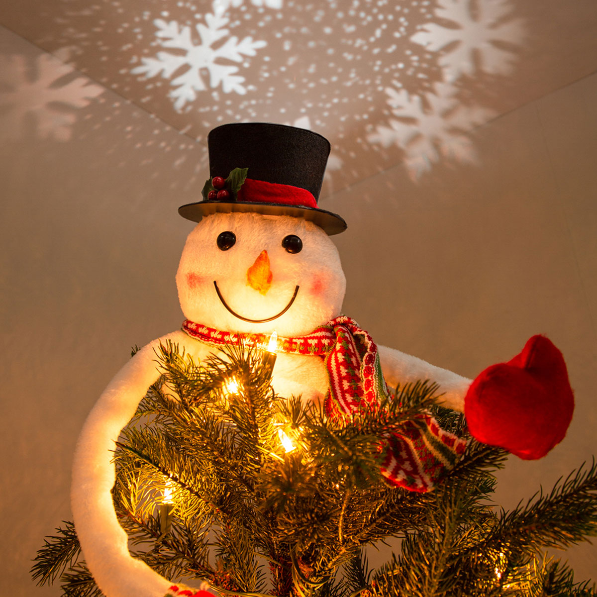 Snowman Tree Topper with Snowflake Projector