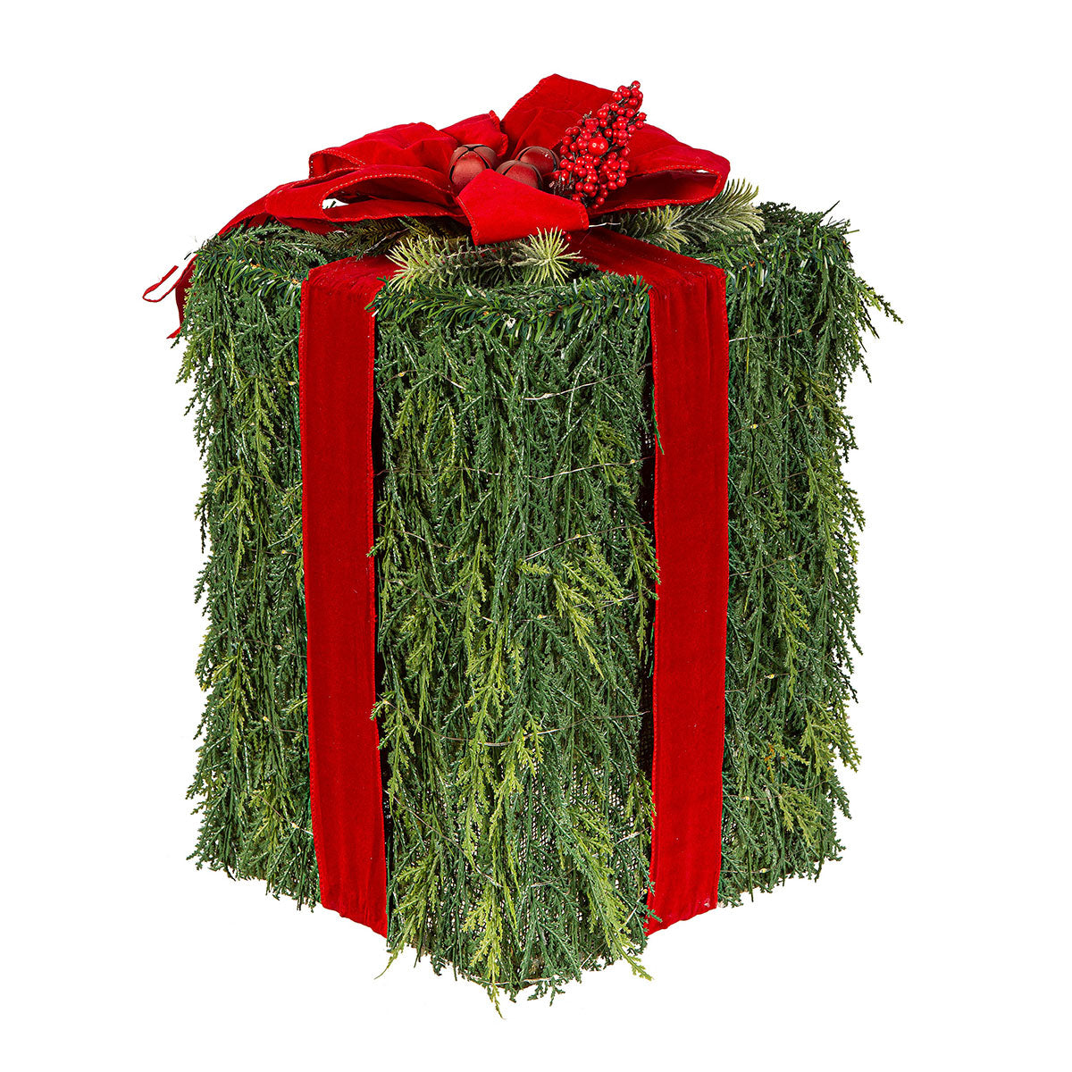 Lighted Artificial Greenery Gift boxes (Set of 3)