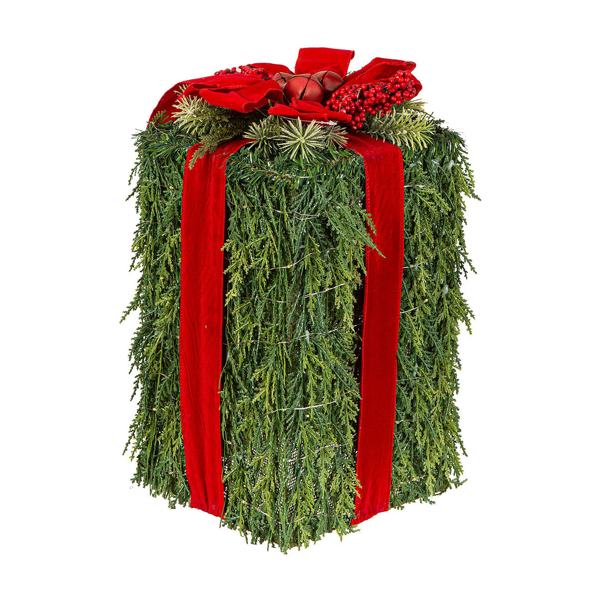 Lighted Artificial Greenery Gift boxes (Set of 3)