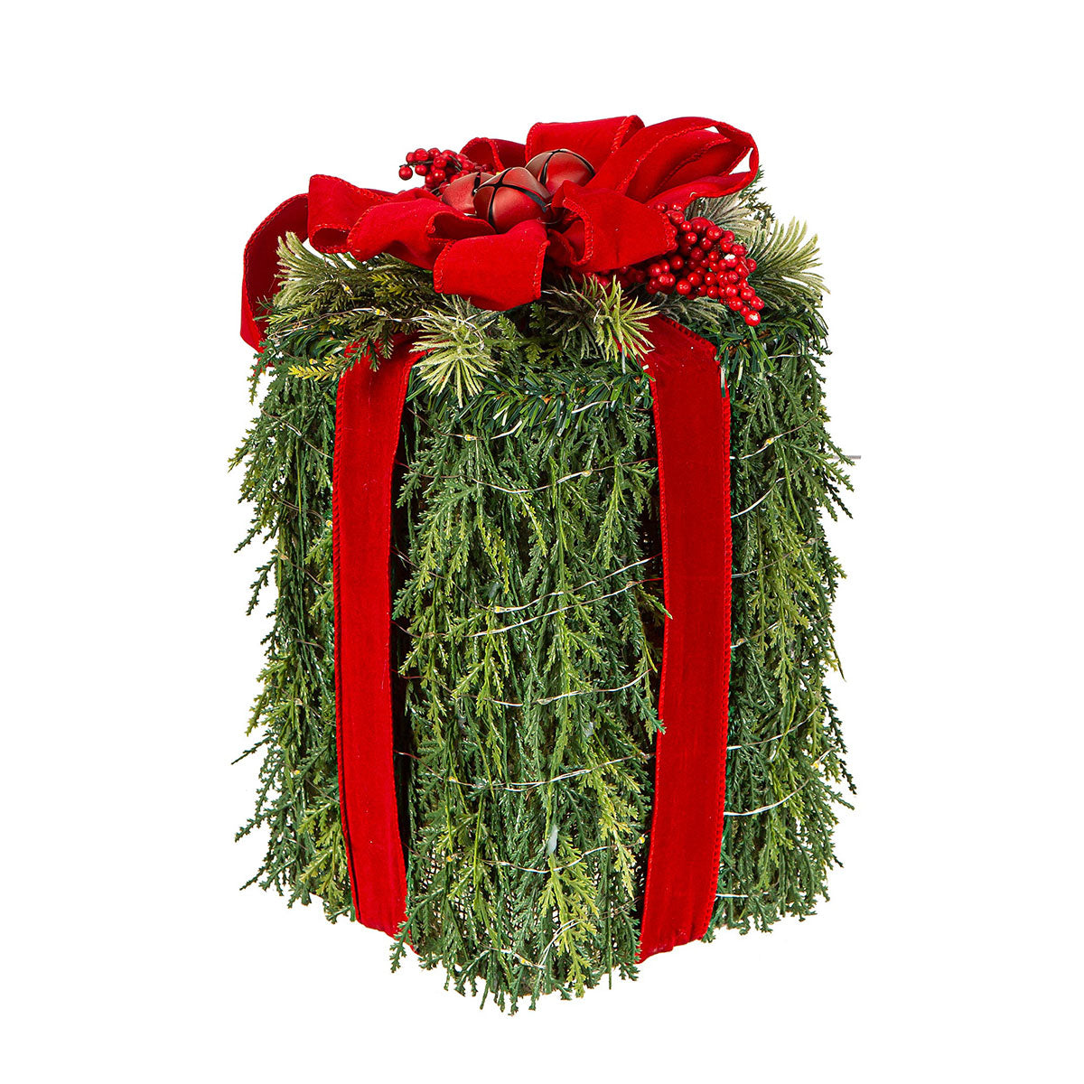 Lighted Artificial Greenery Gift boxes (Set of 3)