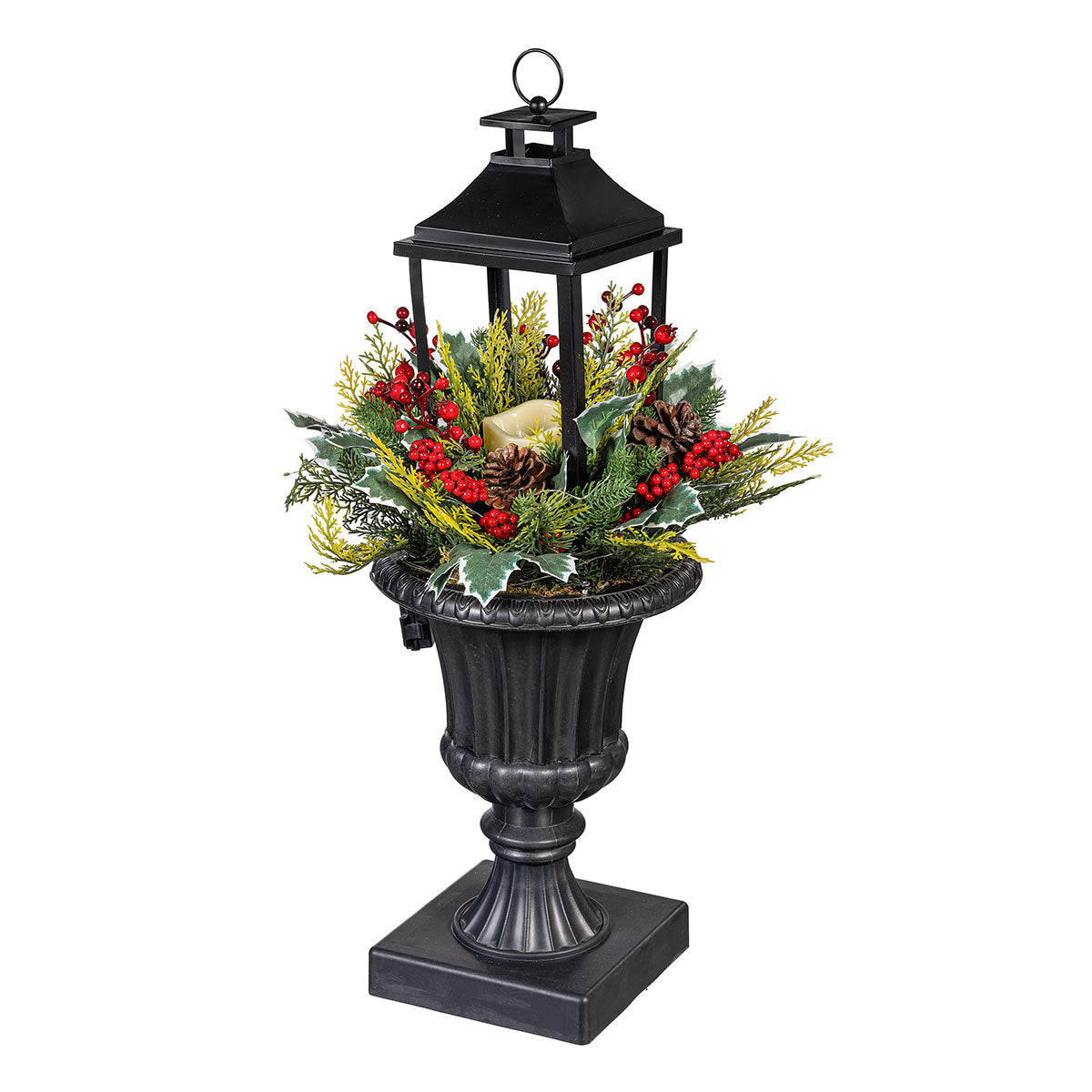 Outdoor Faux Holly Berry Lantern
