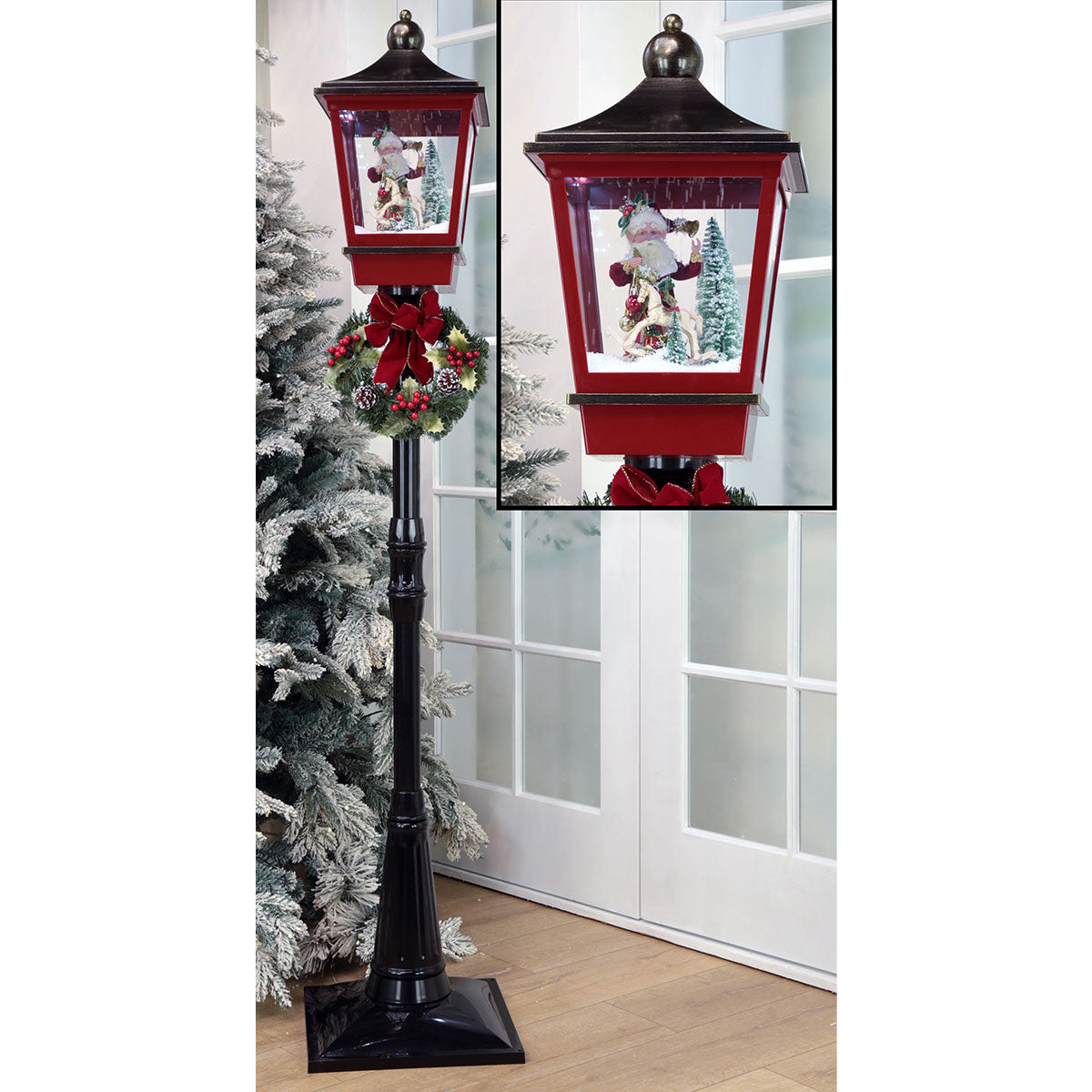 72'' Snowing Lamp Post with Wreath