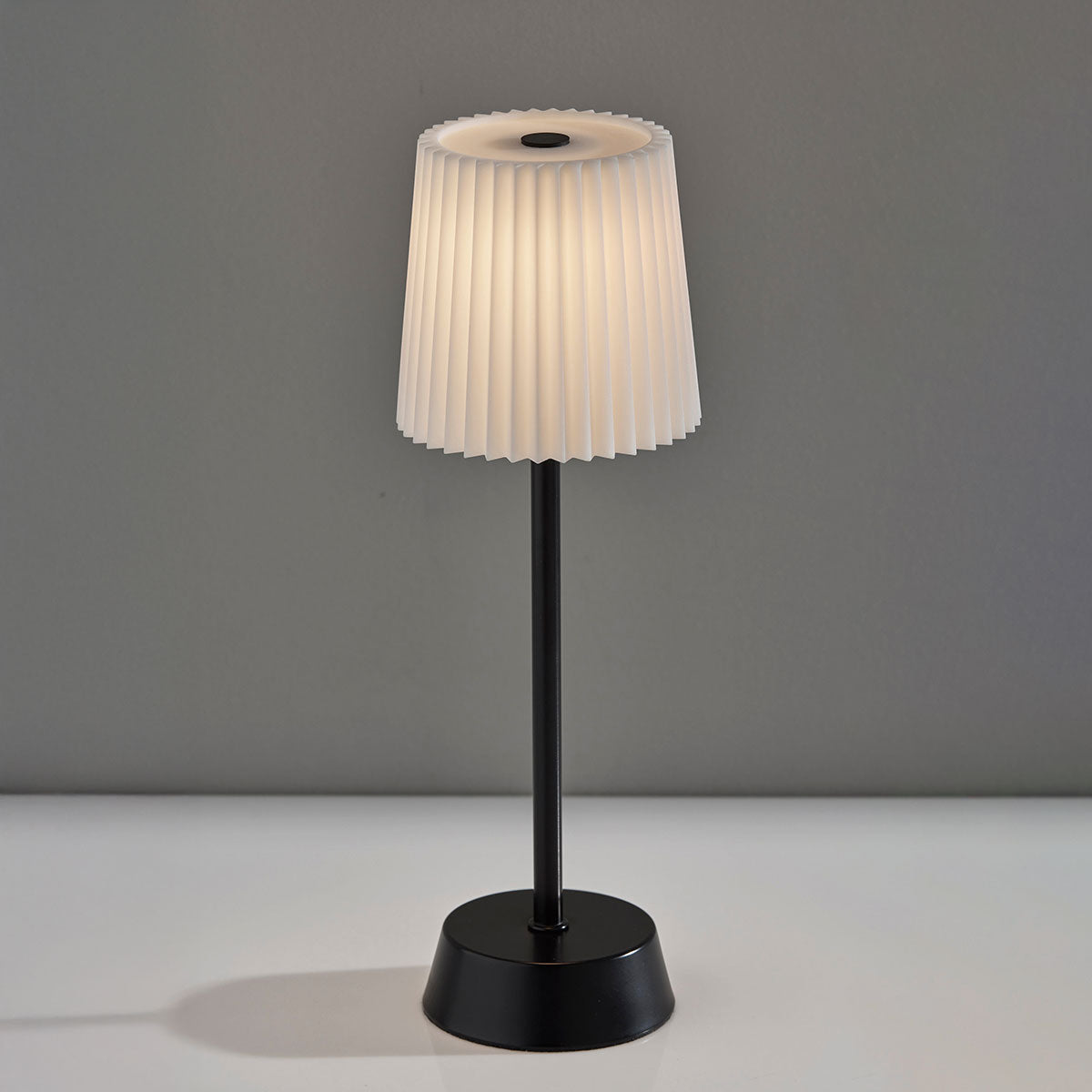 Indoor/Outdoor LED Table Lamp with Pleated Shade