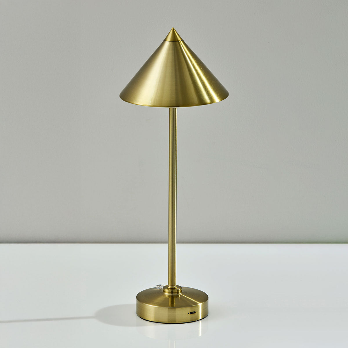 Cordless Indoor/Outdoor Table Lamp with Tapered Cone-Shaped Shade