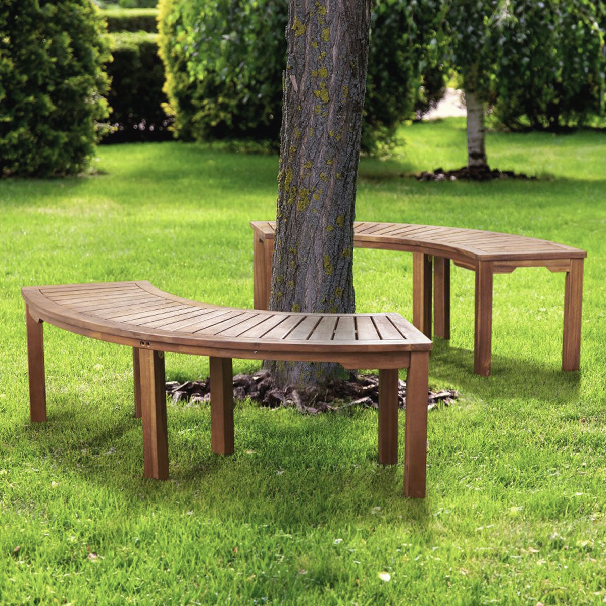 Acacia Wood Curved Bench