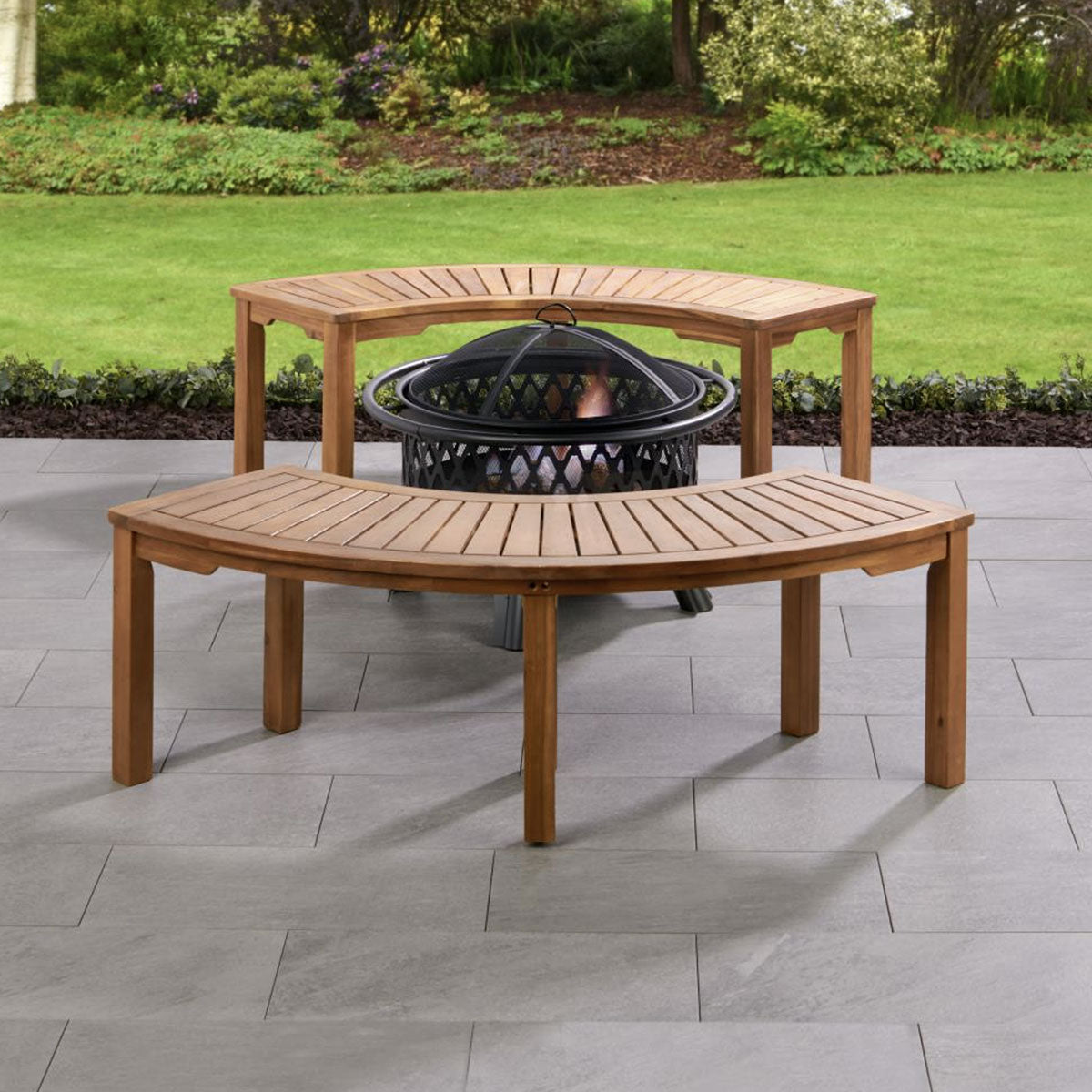 Acacia Wood Curved Bench