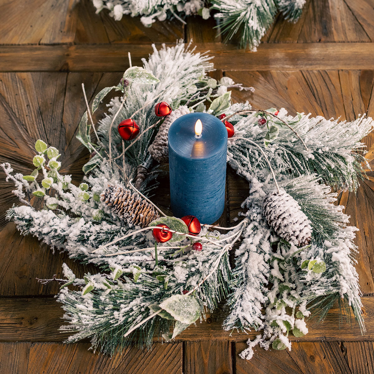 18'' Flocked Pine Candle Ring