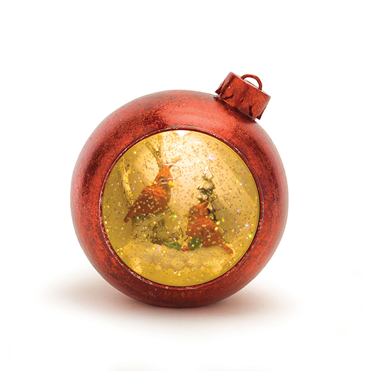 Illuminated Cardinal Ornament Globe with Music