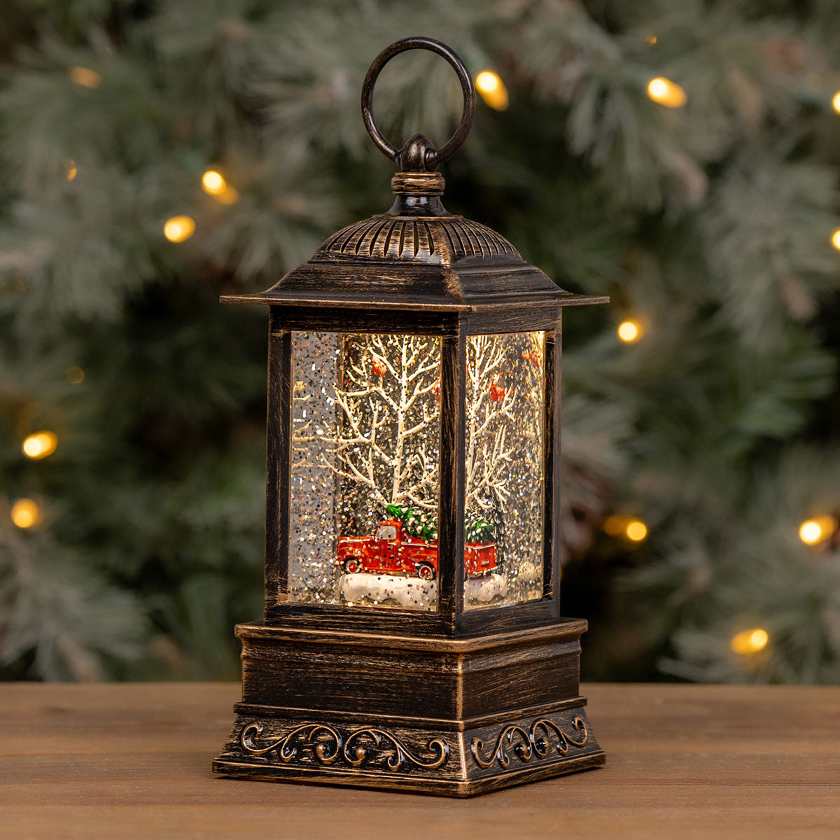 Illuminated Christmas Tree Truck Snow Globe