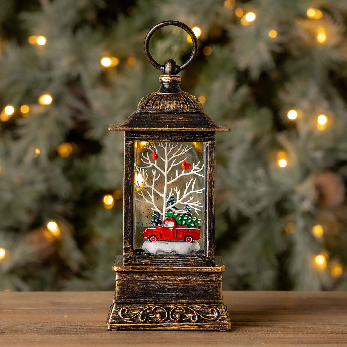Illuminated Christmas Tree Truck Snow Globe