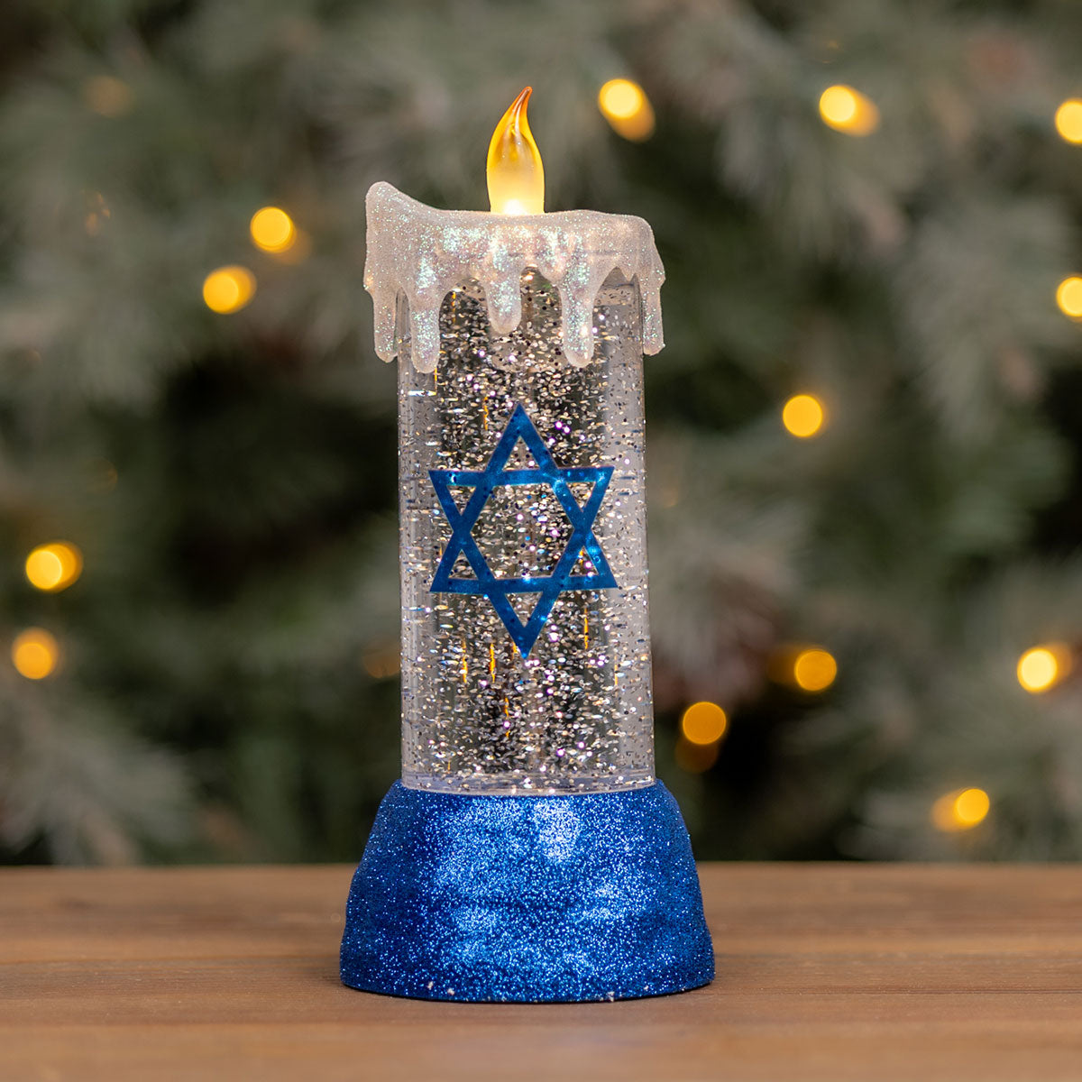 LED Hanukkah Candle Snow Globe
