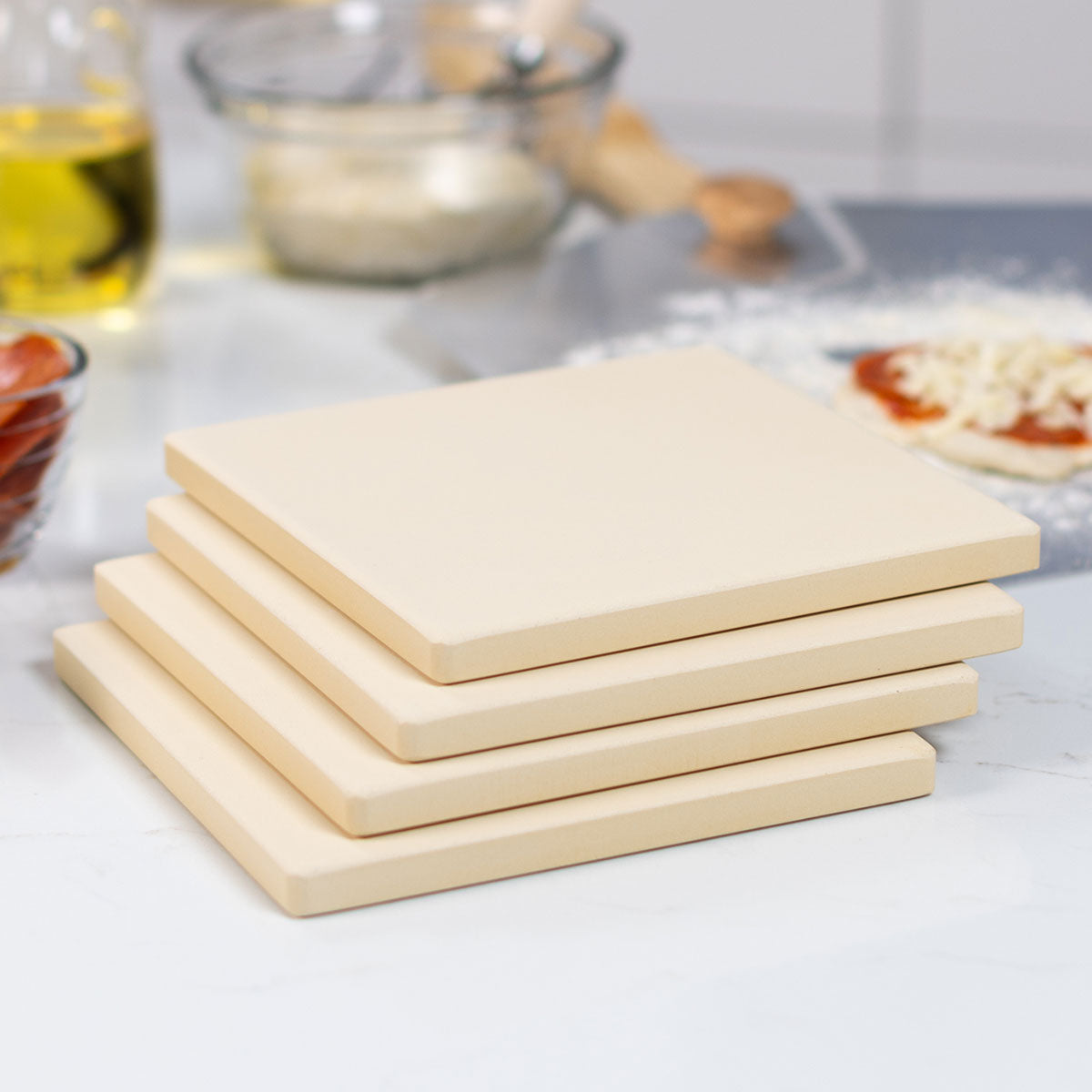 Cordierite Square Pizza Stone 4 Piece Set