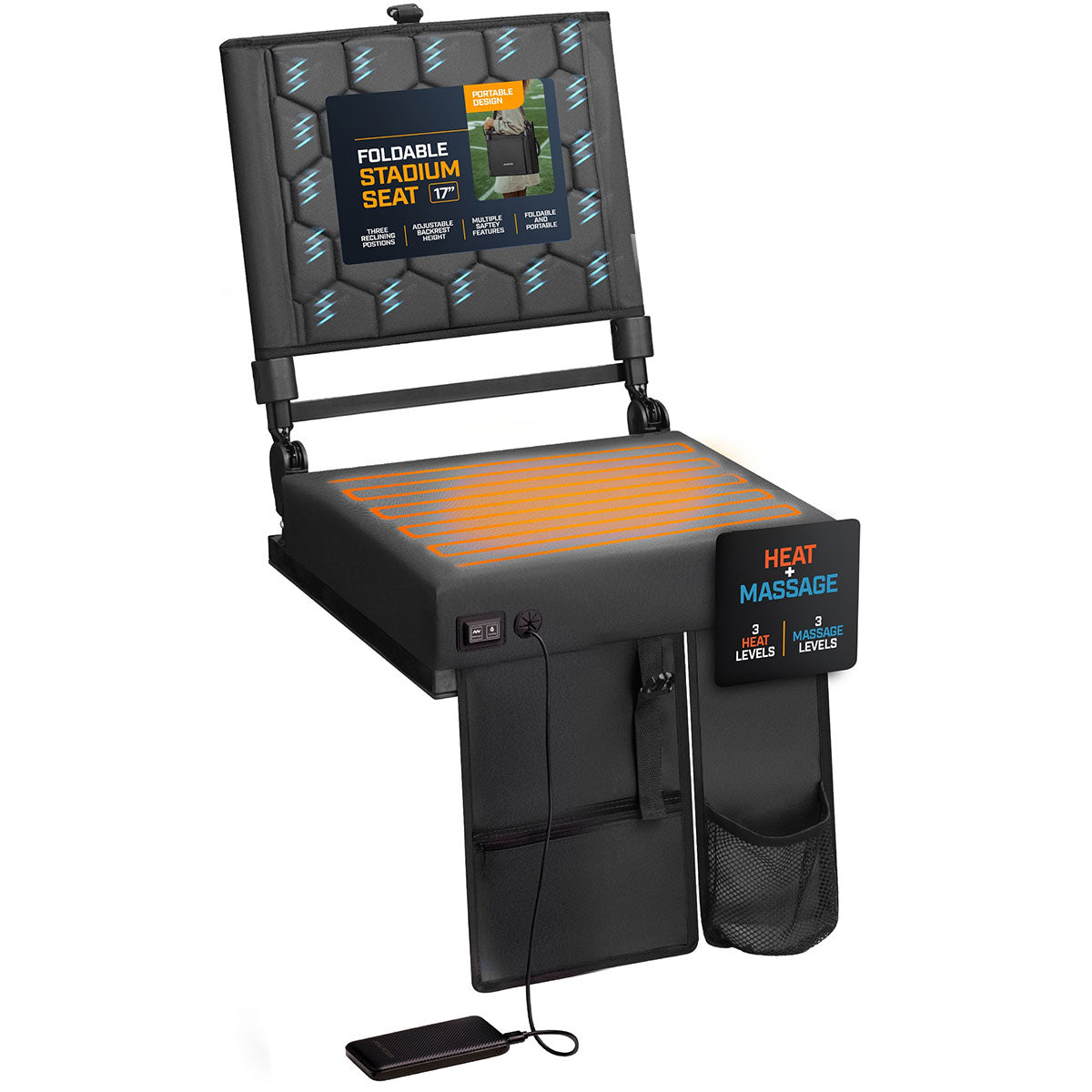 Foldable Heated Massage Stadium Seat