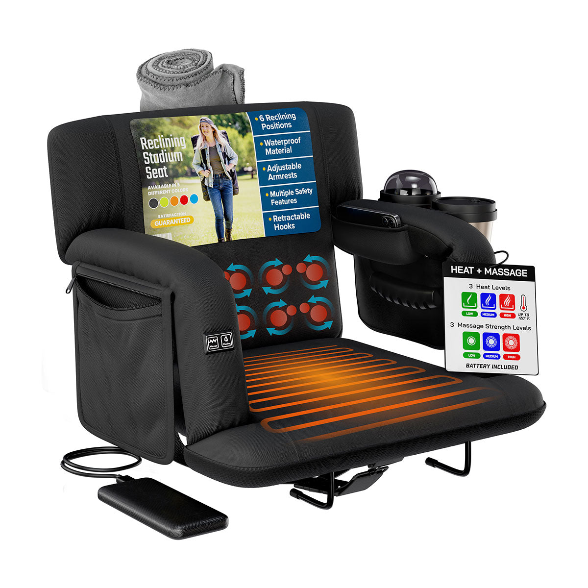 Heated Stadium Seat with Massage