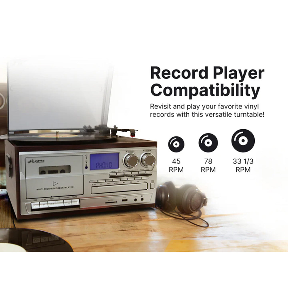 8-in-1 Retro Inspired Multimedia Center