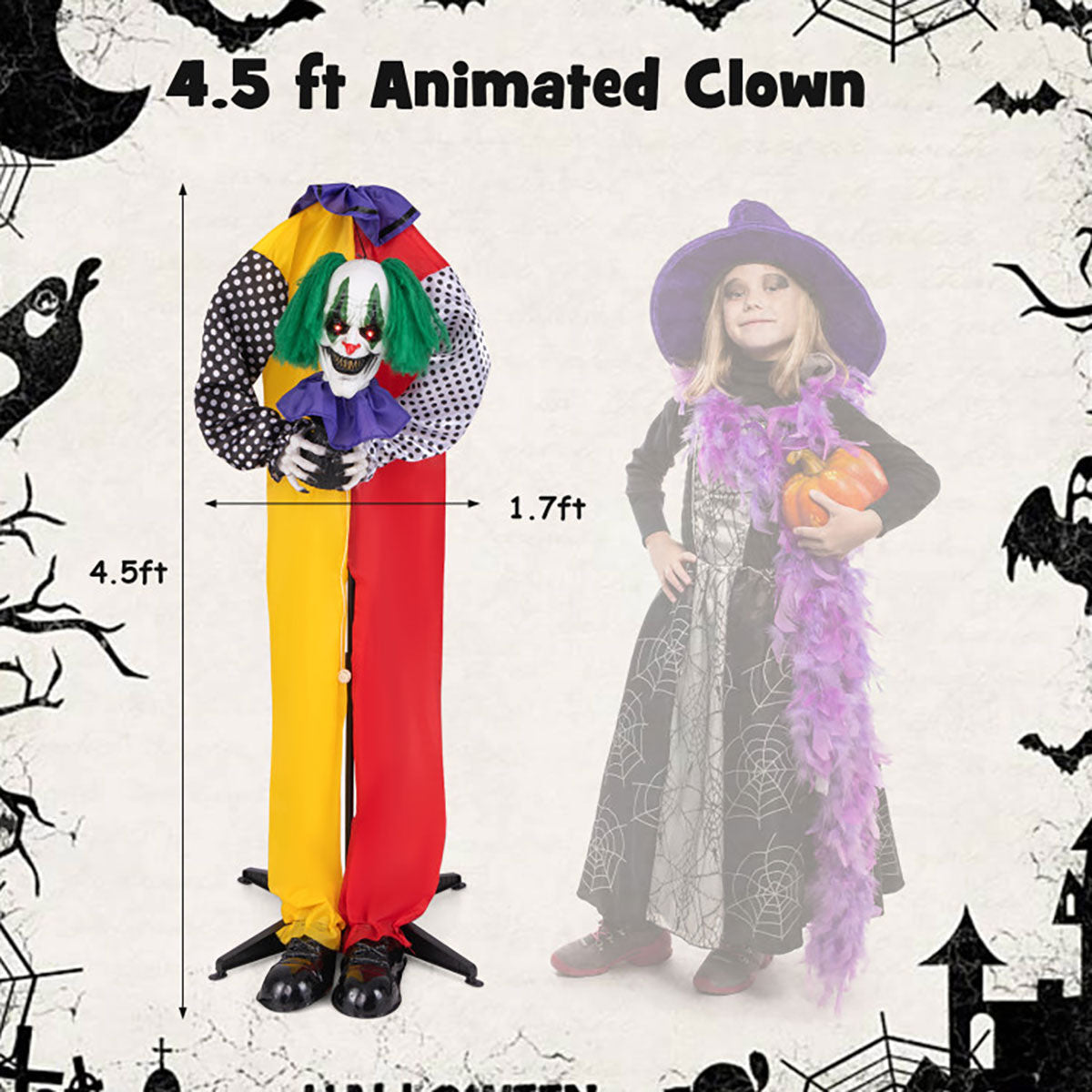 Mechanized Clown with LED Eyes and Audio