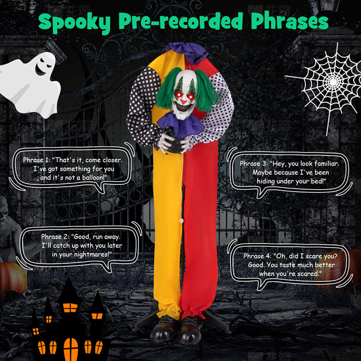 Mechanized Clown with LED Eyes and Audio