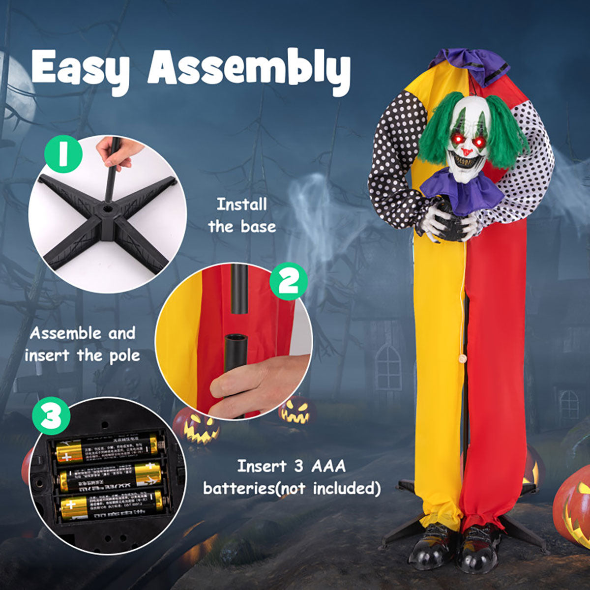 Mechanized Clown with LED Eyes and Audio