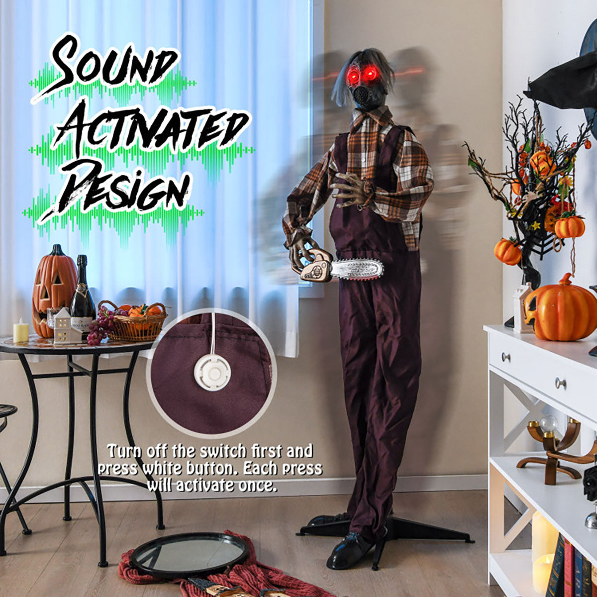 Mechanized Shaking Scary Man with  Lights and Sound