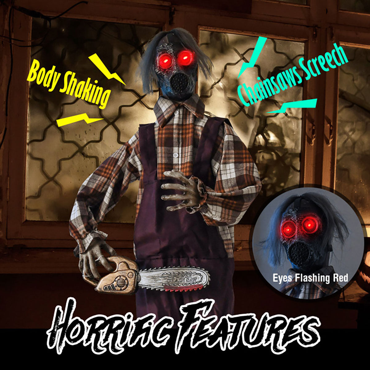 Mechanized Shaking Scary Man with  Lights and Sound