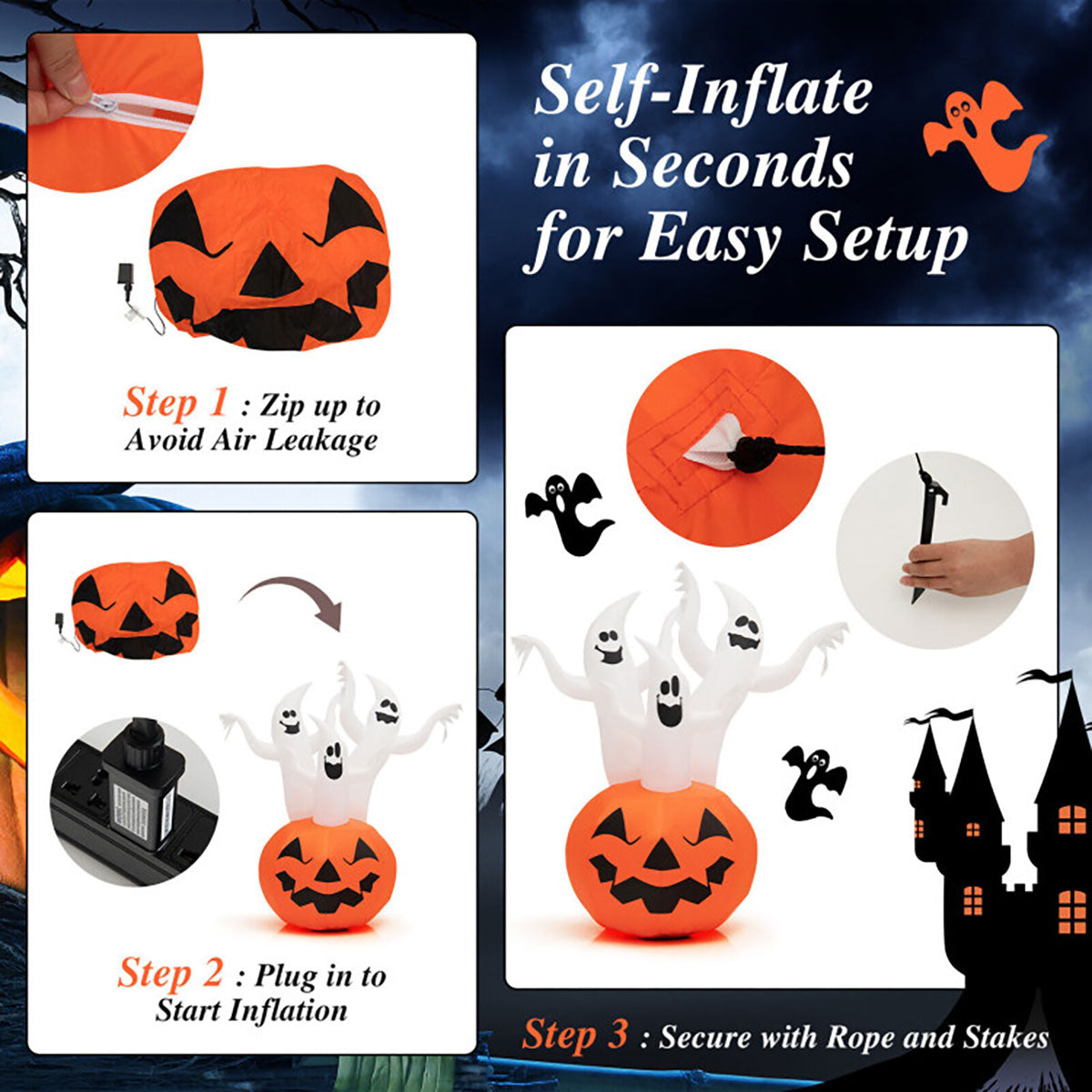 6 Ft. Inflatable Lit Ghosts