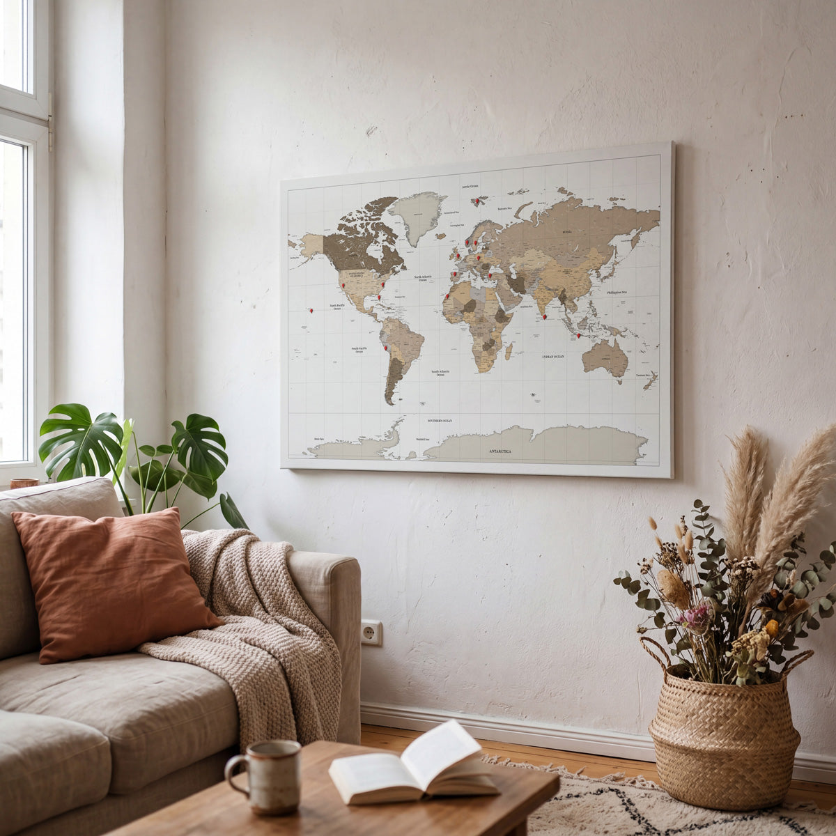 Pin and Remember Photo-Linked World Map with Pins