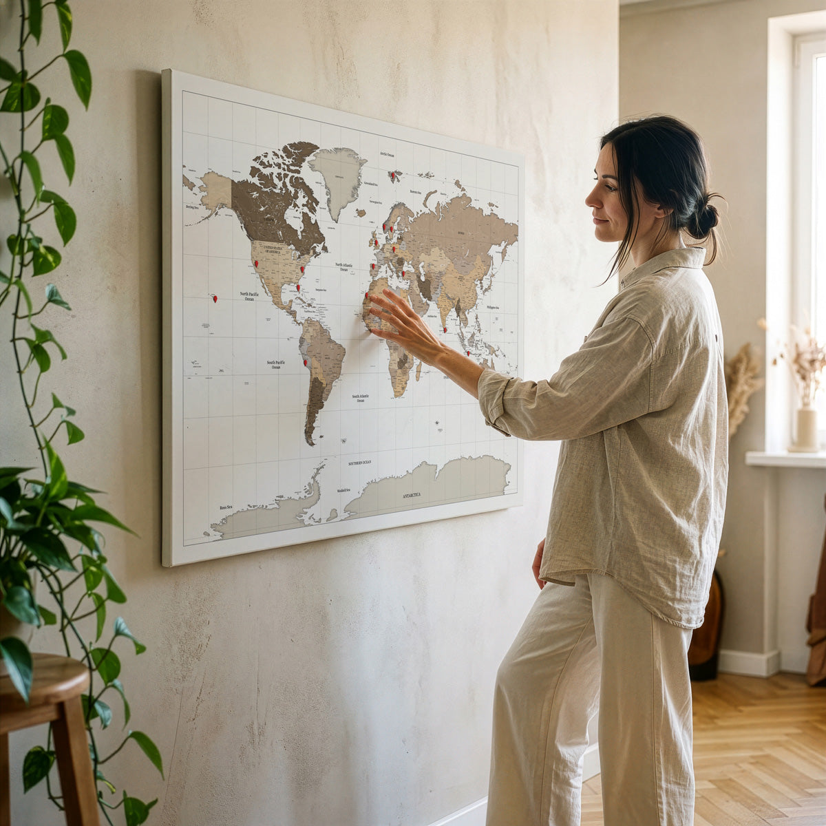 Pin and Remember Photo-Linked World Map with Pins