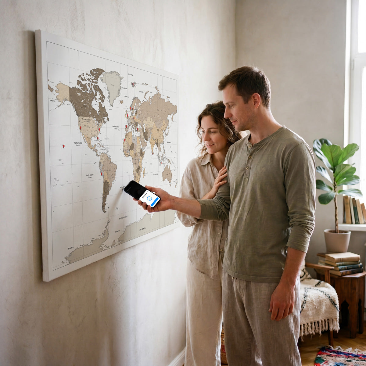 Pin and Remember Photo-Linked World Map with Pins