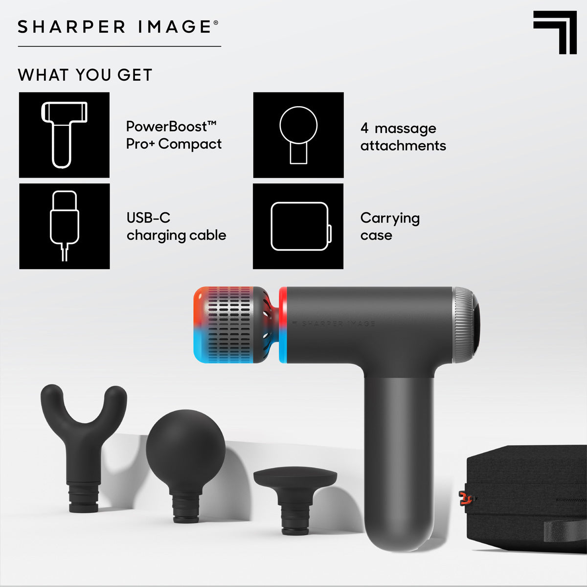 PowerBoost Pro Plus Hot and Cold Compact Massage Gun by Sharper Image